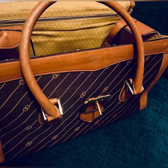 Gucci Diagonal GG Leather trim buckle Luggage 1970s - Picture 12 of 17